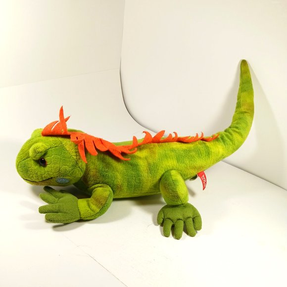 Wild Republic Iguana Lizard Stuffed Animal Plush Green Orange Realistic 23" - Picture 1 of 14